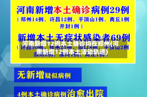 河南新增12例本土确诊均在郑州(河南新增12例本土活动轨迹)