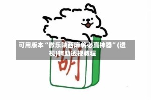 可用版本“微乐陕西麻将必赢神器”(透视)辅助透视教程