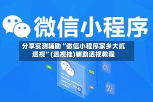 分享实测辅助“微信小程序家乡大贰透视”(透视挂)辅助透视教程