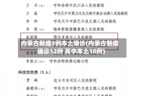 内蒙古新增3例本土确诊(内蒙古新增确诊12例 其中本土10例)