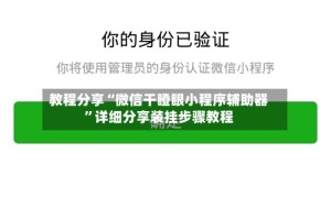 教程分享“微信干瞪眼小程序辅助器”详细分享装挂步骤教程
