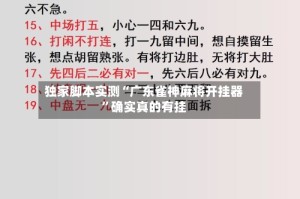 独家脚本实测“广东雀神麻将开挂器”确实真的有挂