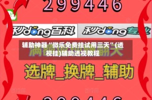 辅助神器“微乐免费挂试用三天”(透视挂)辅助透视教程