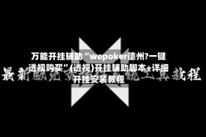 万能开挂辅助“wepoker德州?一键透视购买”(透视)开挂辅助脚本+详细开挂安装教程