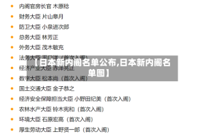 【日本新内阁名单公布,日本新内阁名单图】