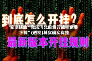 实测辅助“微乐河北麻将万能挂免费下载”(透视)其实确实有挂