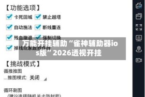 万能开挂辅助“雀神辅助器ios版”2026透视开挂