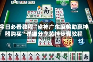 今日必看教程“雀神广东麻将助赢神器购买”详细分享装挂步骤教程