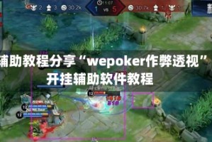 辅助教程分享“wepoker作弊透视”开挂辅助软件教程