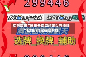 实测教程“微乐云南麻将可以开挂吗”(透视)其实确实有挂