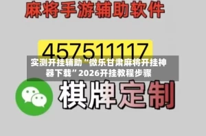 实测开挂辅助“微乐甘肃麻将开挂神器下载”2026开挂教程步骤