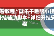 玩家必看教程“微乐干瞪眼小程序辅助器”开挂辅助脚本+详细开挂安装教程