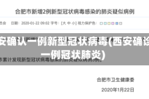 西安确认一例新型冠状病毒(西安确诊一例冠状肺炎)