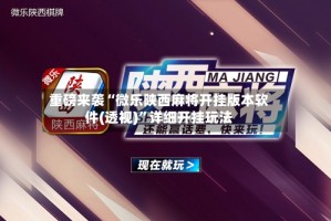 重磅来袭“微乐陕西麻将开挂版本软件(透视)”详细开挂玩法
