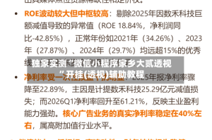 独家实测“微信小程序家乡大贰透视”开挂(透视)辅助教程
