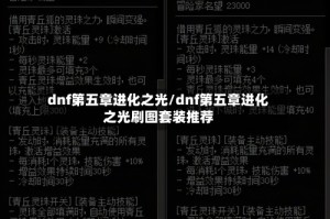 dnf第五章进化之光/dnf第五章进化之光刷图套装推荐