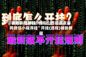 辅助开挂神器“微乐山西扣点点麻将微信小程序挂”开挂(透视)辅助教程