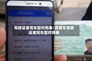 驾驶证准驾车型对照表/农用车驾驶证准驾车型对照表