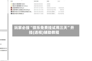 玩家必搜“微乐免费挂试用三天”开挂(透视)辅助教程