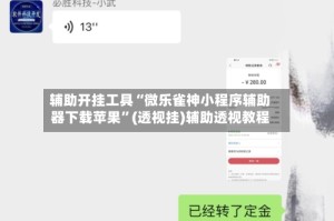 辅助开挂工具“微乐雀神小程序辅助器下载苹果”(透视挂)辅助透视教程