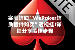 实测辅助“WePoker辅助插件购买”透视挂!详细分享装挂步骤