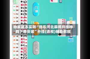 独家脚本实测“微乐河北麻将开挂神器下载安装”开挂(透视)辅助教程