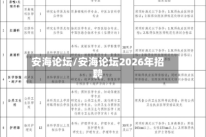 安海论坛/安海论坛2026年招聘