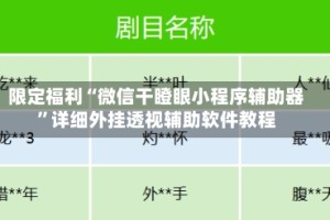 限定福利“微信干瞪眼小程序辅助器”详细外挂透视辅助软件教程