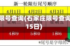 石家庄限号查询(石家庄限号查询11月15日)