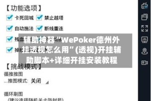 辅助神器“WePoker德州外挂透视怎么用”(透视)开挂辅助脚本+详细开挂安装教程