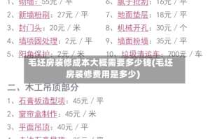 毛坯房装修成本大概需要多少钱(毛坯房装修费用是多少)