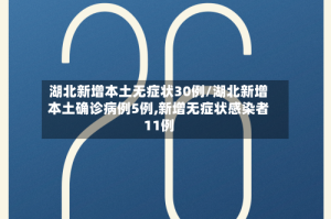湖北新增本土无症状30例/湖北新增本土确诊病例5例,新增无症状感染者11例