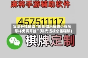 实测开挂辅助“四川微乐麻将小程序怎样免费开挂”(曝光透视必备猫腻)