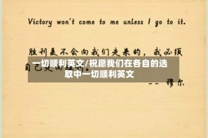 一切顺利英文/祝愿我们在各自的选取中一切顺利英文