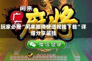 玩家必搜“闲来跑得快透视挂下载”详细分享装挂