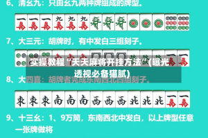 实操教程“天天麻将开挂方法”(曝光透视必备猫腻)
