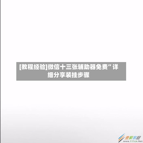 [教程经验]微信十三张辅助器免费	”详细分享装挂步骤-第1张图片