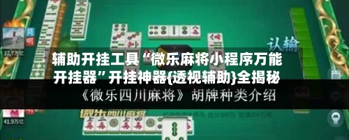 辅助开挂工具“微乐麻将小程序万能开挂器”开挂神器{透视辅助}全揭秘-第2张图片