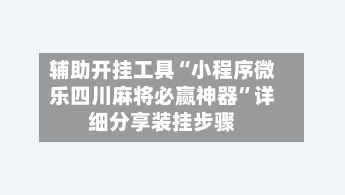 辅助开挂工具“小程序微乐四川麻将必赢神器	”详细分享装挂步骤-第2张图片