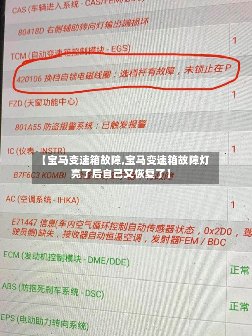 【宝马变速箱故障,宝马变速箱故障灯亮了后自己又恢复了】-第1张图片