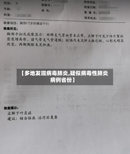 【多地发现病毒肺炎,疑似病毒性肺炎病例省份】-第1张图片