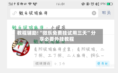 教程辅助!“微乐免费挂试用三天”分享必要外挂教程-第1张图片