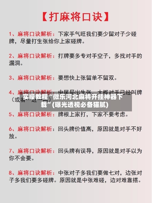 实操教程“微乐河北麻将开挂神器下载	”(曝光透视必备猫腻)-第1张图片