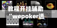 教程开挂辅助“wepoker透视辅助插件	”(透视)开挂辅助脚本+详细开挂安装教程-第1张图片