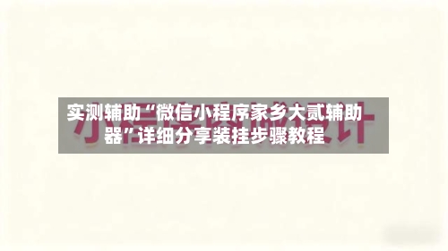 实测辅助“微信小程序家乡大贰辅助器”详细分享装挂步骤教程-第1张图片