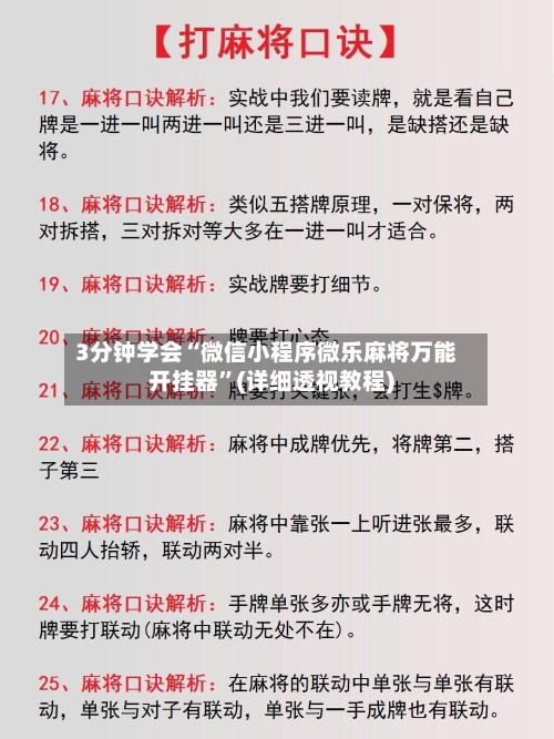 3分钟学会“微信小程序微乐麻将万能开挂器”(详细透视教程)-第1张图片