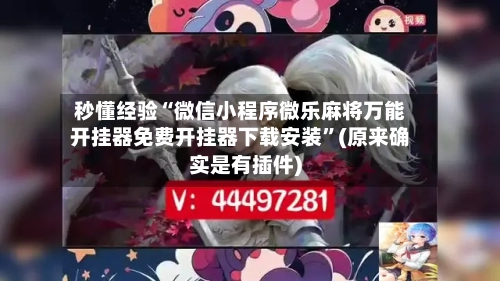 秒懂经验“微信小程序微乐麻将万能开挂器免费开挂器下载安装”(原来确实是有插件)-第1张图片