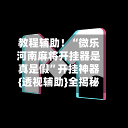 教程辅助！“微乐河南麻将开挂器是真是假”开挂神器{透视辅助}全揭秘-第1张图片
