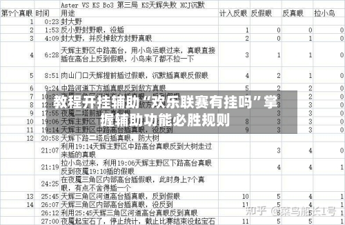 教程开挂辅助“欢乐联赛有挂吗”掌握辅助功能必胜规则-第1张图片