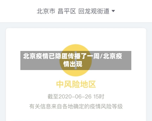 北京疫情已隐匿传播了一周/北京疫情出现-第1张图片